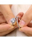 FAMSHIN moda Engagemen cyrkon kryształowe Rings kobiet dziewczyny srebrny wypełniony Wedding Ring Set kochanka biżuteria ślubna 