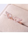 Regulowany Angel Wings pierścień Micro Pave cyrkon złoty kolor pierścienie dla kobiet moda pierścionki biżuteria bague femme kob