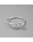 Todorova 925 Sterling Silver kryształ pierścienie dla kobiet w porządku biżuteria regulowany podwójny okrągły pierścień cz otwar