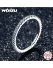 WOSTU oryginalna 100% 925 Sterling Silver proste geometryczne okrągłe pojedyncze do układania w stos pierścienie dla kobiet zarę