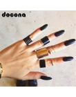 Docona moda czarny otwarcie pierścień 3 sztuk/zestaw Midi Finger pierścionki na środek palca zestaw dla kobiet Punk Alloy Finger