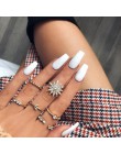 Docona moda czarny otwarcie pierścień 3 sztuk/zestaw Midi Finger pierścionki na środek palca zestaw dla kobiet Punk Alloy Finger