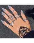 Docona moda czarny otwarcie pierścień 3 sztuk/zestaw Midi Finger pierścionki na środek palca zestaw dla kobiet Punk Alloy Finger