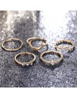 FAMSHIN moda złoty kolor księżyc kryształ pierścionki na środek palca zestaw Boho biżuteria punkowa dla kobiet Midi Ring Finger 