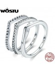 WOSTU 2019 Hot 100% 925 Sterling Silver Shimmering życzenie do układania w stos palec pierścień dla kobiet moda oryginalna biżut