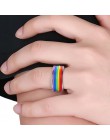 MLMATE mężczyzna kobiet Rainbow kolorowe LGBT pierścień obrączka ślubna ze stali nierdzewnej Lebian i gejów pierścienie Drop Shi