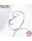 BAMOER 100% 925 Sterling Silver lepki kot z długim ogonem Ring Finger kobiety pierścień regulowany pierścionek zaręczynowy biżut