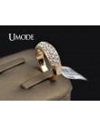 UMODE klasyczne anillos mujer bague aros róża złote kryształy górskie Studded pierścienie JR0084A