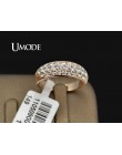 UMODE klasyczne anillos mujer bague aros róża złote kryształy górskie Studded pierścienie JR0084A