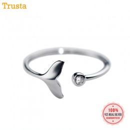 Trusta 2018 nowy 100% 925 Sterling Silver moda kobiety syrenka ogon pierścienie rozmiar 5 6 7 wspaniały prezent dla dziewczynek 