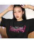 Damska koszulka letnia koszulka z dekoltem w stylu Harajuku Tee kobiet drukowane list z krótkim rękawem Top panie najniższy moda
