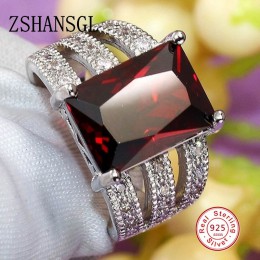 Luksusowe stałe 925 Sterling Silver Rings dla kobiet ślub czerwony AAA CZ Hollow-out biżuteria prezent na Walentynki Big promocj
