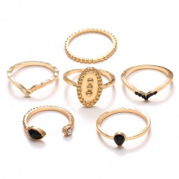 Moda pierścień czechy 6 sztuk/zestaw urok złoty kolor Midi Ring Finger zestaw dla kobiet w stylu Vintage pierścionki na środek p