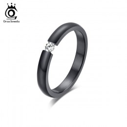 ORSA klejnoty nowy moda 316L pierścienie ze stali nierdzewnej Shining kryształ mężczyźni kobiety ślub zaręczyny pierścienie 4 ko