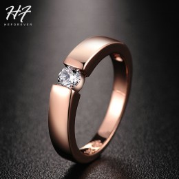 Różowe złoto kolor CZ kryształowe wysokiej polski Wedding Band pierścień dla mężczyzny i kobiety R400 boże narodzenie moda biżut
