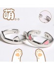 Srebrny kolor kot ucho palec pierścień otwarty Design śliczne biżuteria pierścień dla kobiet młoda dziewczyna dziecko prezenty r