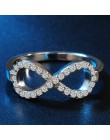 Moda 925 sterling srebrny sterling silver biżuteria cz nieskończoność niekończąca się miłość claddagh 8 kształt pierścienie dla 