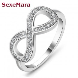 Moda 925 sterling srebrny sterling silver biżuteria cz nieskończoność niekończąca się miłość claddagh 8 kształt pierścienie dla 