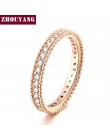 ZHOUYANG obrączka dla kobiet proste klasyczne cyrkonia różowe złoto kolor ślub i pierścionek zaręczynowy biżuteria ZYR490