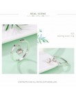 BAMOER oryginalna 925 Sterling Silver łzy z kwiaty dynda pierścionki otwarte dla kobiet luksusowe srebro biżuteria SCR165