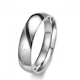 YiKLN romantyczny ze stali nierdzewnej srebrny pół serce koło prawdziwa miłość para pierścionki biżuteria dla kobiet ślub pierśc