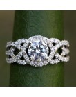 Moda musujące cyrkon srebrny kolor pierścień dla kobiet kwiat serce korona palec pierścienie część Pandora pierścień biżuteria D