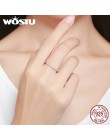 WOSTU prawdziwe 100% 925 Sterling Silver modne pierścień koło wyczyść CZ geometryczne do układania w stos pierścienie dla kobiet