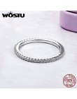 WOSTU prawdziwe 100% 925 Sterling Silver modne pierścień koło wyczyść CZ geometryczne do układania w stos pierścienie dla kobiet