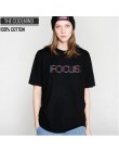 COOLMIND QI0231B 100% bawełny z krótkim rękawem skupić się drukuj kobiety t-shirt na co dzień o-neck luźne kobiet t koszula lato