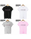 COOLMIND QI0231B 100% bawełny z krótkim rękawem skupić się drukuj kobiety t-shirt na co dzień o-neck luźne kobiet t koszula lato