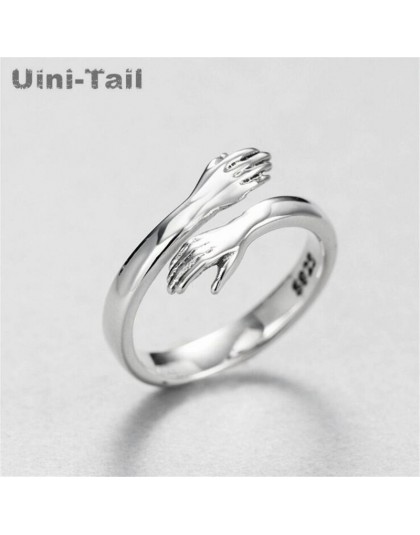 Uini-tail hot nowy 925 sterling silver europejska i amerykańska biżuteria miłość przytulić pierścień retro moda fala przepływu o