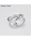 Uini-tail hot nowy 925 sterling silver europejska i amerykańska biżuteria miłość przytulić pierścień retro moda fala przepływu o