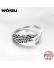 WOSTU nowy 925 Sterling Silver w stylu Vintage liście, wyczyść CZ regulowane pierścienie dla kobiet moda S925 biżuteria srebrna 