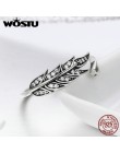 WOSTU nowy 925 Sterling Silver w stylu Vintage liście, wyczyść CZ regulowane pierścienie dla kobiet moda S925 biżuteria srebrna 