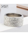 X & P moda Charm 5 wiersz linii jasny kryształ Finger pierścienie dla kobiet mężczyzn klasyczny ślub Rhinestone ze stali nierdze