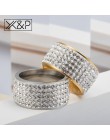 X & P moda Charm 5 wiersz linii jasny kryształ Finger pierścienie dla kobiet mężczyzn klasyczny ślub Rhinestone ze stali nierdze