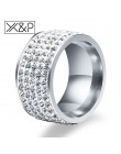 X & P moda Charm 5 wiersz linii jasny kryształ Finger pierścienie dla kobiet mężczyzn klasyczny ślub Rhinestone ze stali nierdze