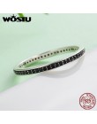 WOSTU autentyczne 925 Sterling Silver Finger do układania w stosy pierścionki z czarnym CZ dla kobiet moda biżuteria grzywny pre