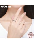 WOSTU autentyczne 925 Sterling Silver Finger do układania w stosy pierścionki z czarnym CZ dla kobiet moda biżuteria grzywny pre