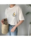 2019 nowy koreański śliczne awokado haft krótki rękaw T Shirt kobiety lato małe świeże Tshirt Harajuku koszulkę Femme