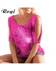 Rogi kobiet T Shirt Plus Size 2019 lato Feather drukuj Harajuku t-shirty kobiety Off ramię panie podstawowe Tee topy Blusas muje