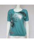 Rogi kobiet T Shirt Plus Size 2019 lato Feather drukuj Harajuku t-shirty kobiety Off ramię panie podstawowe Tee topy Blusas muje