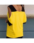 2019 kobiety lato Patchwork zimno ramię T-Shirt topy T koszula kobiety dekolt w serek Top Tees Feminina Camiseta Blusas SJ1734X