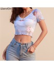 Weirdgirl kobiet dziecko anioł drukowanie koszulki z krótkim rękawem na co dzień moda dekolt w serek crop topy femme tees slim s