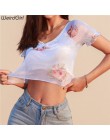 Weirdgirl kobiet dziecko anioł drukowanie koszulki z krótkim rękawem na co dzień moda dekolt w serek crop topy femme tees slim s