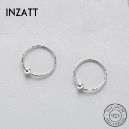 INZATT minimalistyczny geometryczny okrągły koralik kolczyki Hoop 2018 trzy rozmiary dla kobiet urodziny prawdziwe 925 srebro bi