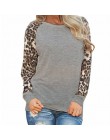 T Shirt Femme 2019 moda kobiety Leopard koszulki wiosna lato szyfonowa Patchwork z długim rękawem Tshirt na co dzień topy koszul