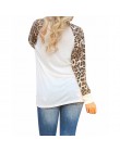 T Shirt Femme 2019 moda kobiety Leopard koszulki wiosna lato szyfonowa Patchwork z długim rękawem Tshirt na co dzień topy koszul