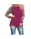 T Shirt Femme 2019 moda kobiety Leopard koszulki wiosna lato szyfonowa Patchwork z długim rękawem Tshirt na co dzień topy koszul