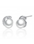 VOROCO w stylu Vintage oryginalne 925 Sterling Silver okrągły kształt Pearl stadniny kolczyki dla kobiet Wedding elegancka biżut